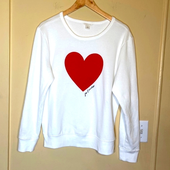White Sweater with Red Heart - Picture 1 of 7